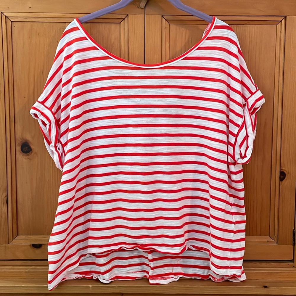 Banana Republic soft, boxy hi/lo striped tee, generous size Medium, cotton/modal